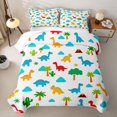 thumbnail image 2 of Homewish Lovely Dinosaur Twin Quilt Set,Cartoon Animal Themed Twin Coverlet Set,White,2-Piece, 2 of 7