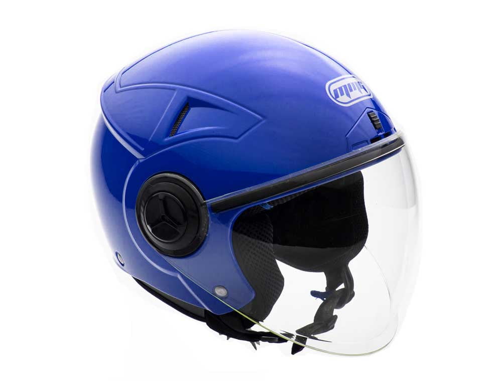 MMG Motorcycle Open Face Helmet DOT FlipUp Visor Gloss Blue (Large) Model 28