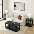 thumbnail image 6 of Plank+Beam Solid Wood 48" Modern Rectangular Coffee Table with Storage Shelf, Black, 6 of 9