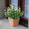 thumbnail image 2 of Sinhoon 8 Bundles Outdoor Artificial Flowers UV Resistant Fake Boxwood Plants, Faux Plastic Greenery for Indoor Outside Hanging Plants Garden Porch Window Box Home Wedding Farmhouse Decor (White), 2 of 9