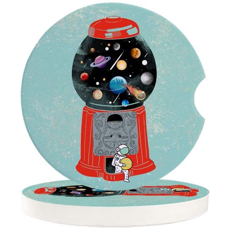 

FMSHPON Gashapon Machine with Universe and Astronaut Set of 6 Car Coaster for Drinks Absorbent Ceramic Stone Coasters Cup Mat with Cork Base for Home Kitchen Room Coffee Table Bar Decor