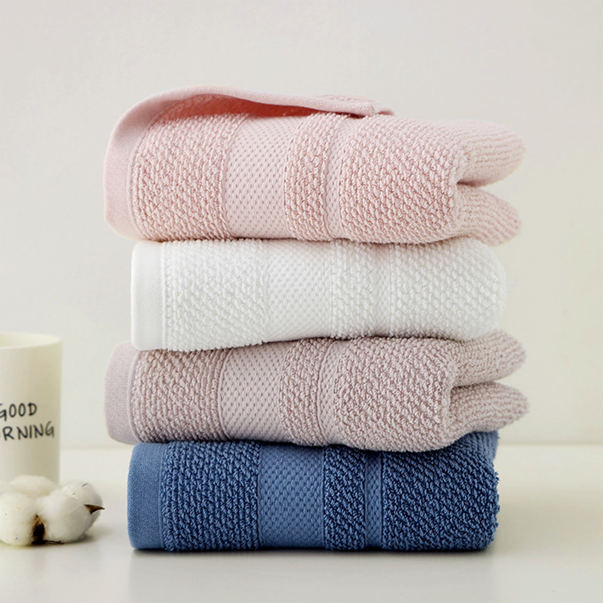 Unique Bargains Solid Hand Towels Absorbent Towel for Bath Kitchen Brown/Blue 4 Pack