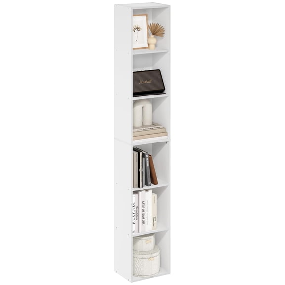 SONGMY Book Shelf, 6-Tier Tall Modern Bookshelf, Bookcase with Open Shelves, 9.3 x 12 x 71, for Living Room, Bedroom, Home Office, White