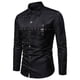 thumbnail image 1 of pstuiky hombres de manga larga, Camisa de manga larga con solapa y bolsillo con botones de color liso estilo gótico para hombre Tops casuales para hombres m, 1 of 4