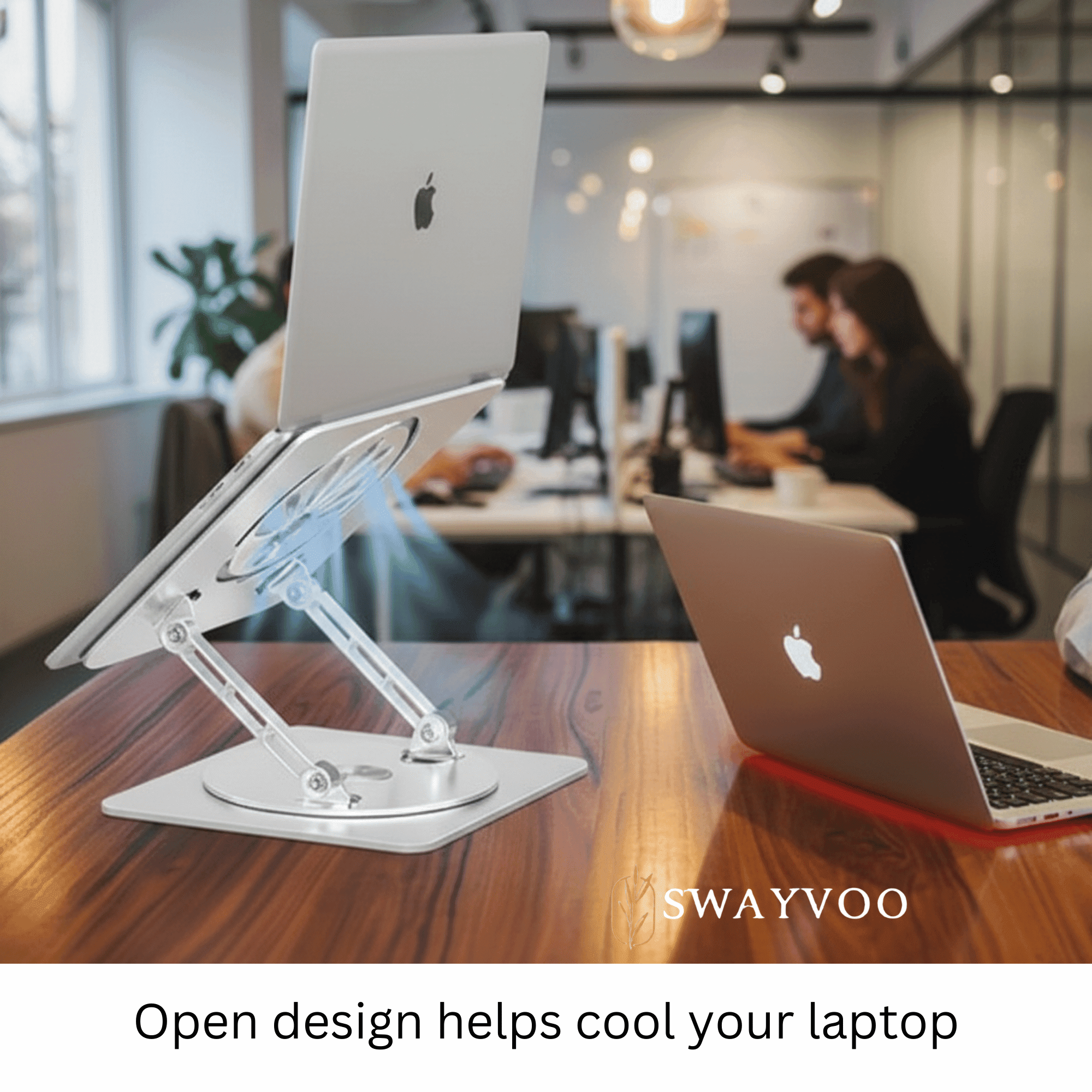 Swayvoo Laptop Stand for Desk, 360° Rotating Ergonomic Laptop Holder — Height Adjustable Foldable Aluminum Computer Stand Compatible with MacBook, Dell, HP, Lenovo, 10–16 Inch Laptops