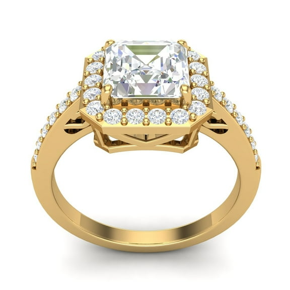 1.90 Ct EF/VVS1 Moissanite Asscher Cut Solitaire Women Ring 925 Sterling Silver Gold Vermeil