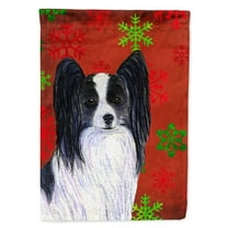 Carolines Treasures SS4712-FLAG-PARENT Papillon Red and Green Snowflakes Holiday Christmas Flag  multicolor