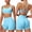 Blue, variant on IDOPIP Women 2 Piece Seamless Backless Yoga Sets High Waist Shorts and Sports Bra Gym Athletic Clothing Outfits