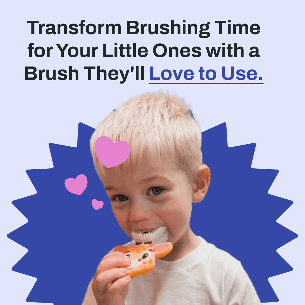 AutoBrush Manual Kids U Shaped Toothbrush with Soft Nylon Bristles (Double-Sided), Ages 9-12, Butterfly