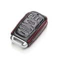 thumbnail image 3 of Vitodeco Genuine Leather Keyless Entry Remote Control Smart Key Case Cover with Key Chain Compatible for RAM 1500 2019-2025 (6-Button, Black/Red), 3 of 5