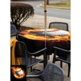 thumbnail image 4 of Outdoor Tablecloth with Umbrella Hole and Zipper, Baseball Square Table Cloth 54x54 Inch Waterproof Tablecloth, Modern Buruning Flame Sport Black Background Picnic Table Cover for Patio Camping, 4 of 7