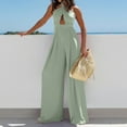 thumbnail image 2 of Lenpel Jumpsuits for Women Fashion Summer Sleeveless Halter Backless Pleated Wide Leg Rompers Party Club Outfits, 2 of 7