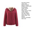 thumbnail image 7 of comerut Women Hooded Cotton Jacket Autumn Winter Warm Solid Color Quilted Long Sleeves Zipper Pocket Casual Loose Fit Ladies Female Coat Outwear, 7 of 7