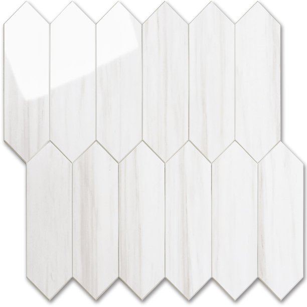 Baldosas para salpicaduras Vamos, de PVC, color blanco brillante, dolomita, 30 x 30 cm