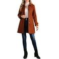 thumbnail image 2 of Abrigo de invierno para mujer con cuello Peter Pan, trench y abrigo de guisante en marrón y rojo, 2 of 6