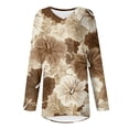 thumbnail image 5 of Women's Fashionable Casual Long-Sleeved Retro Print V-Neck Mid-Length Top, 5 of 5