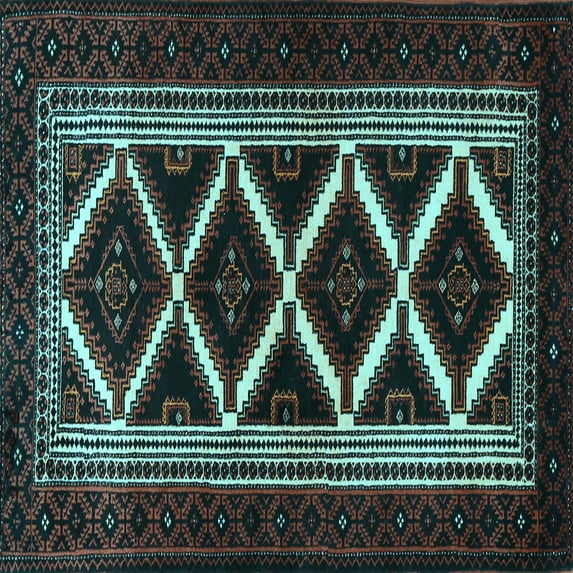 Ahgly Company Indoor Square Persian Light Blue Traditional Area Rugs, 7' Square