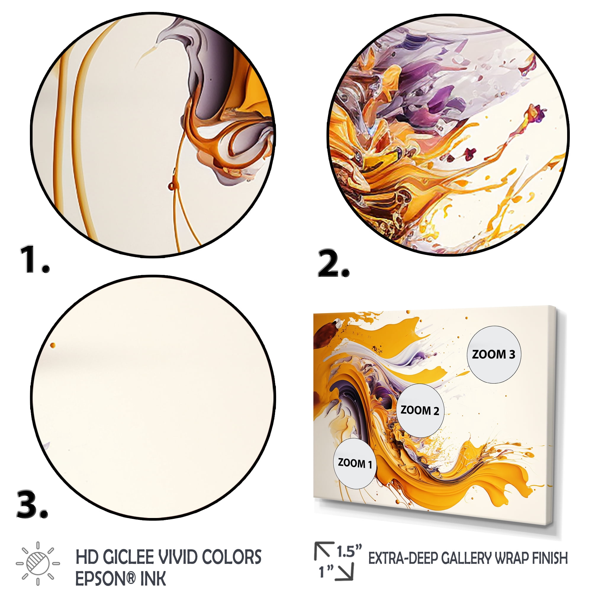 Designart White And Gold Fusion V Canvas Wall Art