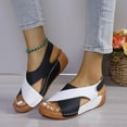 thumbnail image 4 of BLTIBY Platform Wedge Sandals for Women Comfortable Summer Beach Sandal Open Toe Thick Heeled Cross Slingback Sandal with Adjustable Double Buckle 2025 Black 9.5, 4 of 9