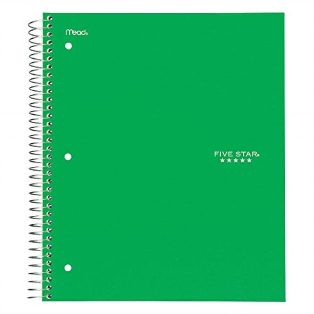 Five Star Spiral Notebook, 1 Subject, Wide Ruled Paper, 100 Sheets, 10