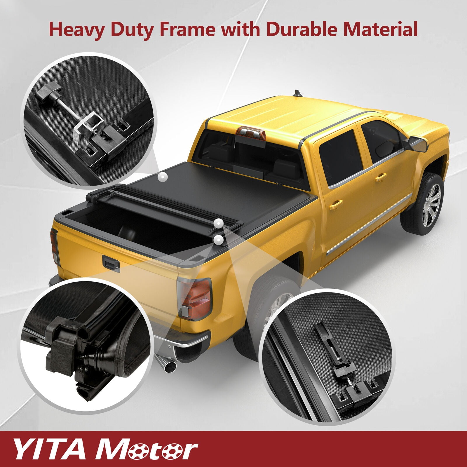 RVNI 6.5 ft Soft Quad Fold Truck Bed Tonneau Cover for 2004-2015 Nissan Titan Fleetside Bed
