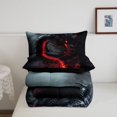thumbnail image 5 of Manfei Gothic Dragon Animals Queen Comforter Set,Vintage Wildlife Comforter Sets Queen,Blue Black,Black Reversible,3-Piece,1 Comforter and 2 Pillowcases, 5 of 7