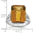 thumbnail image 2 of Primal Silver Sterling Silver Rhodium Checker Cut Whiskey Quartz Ring, 2 of 4