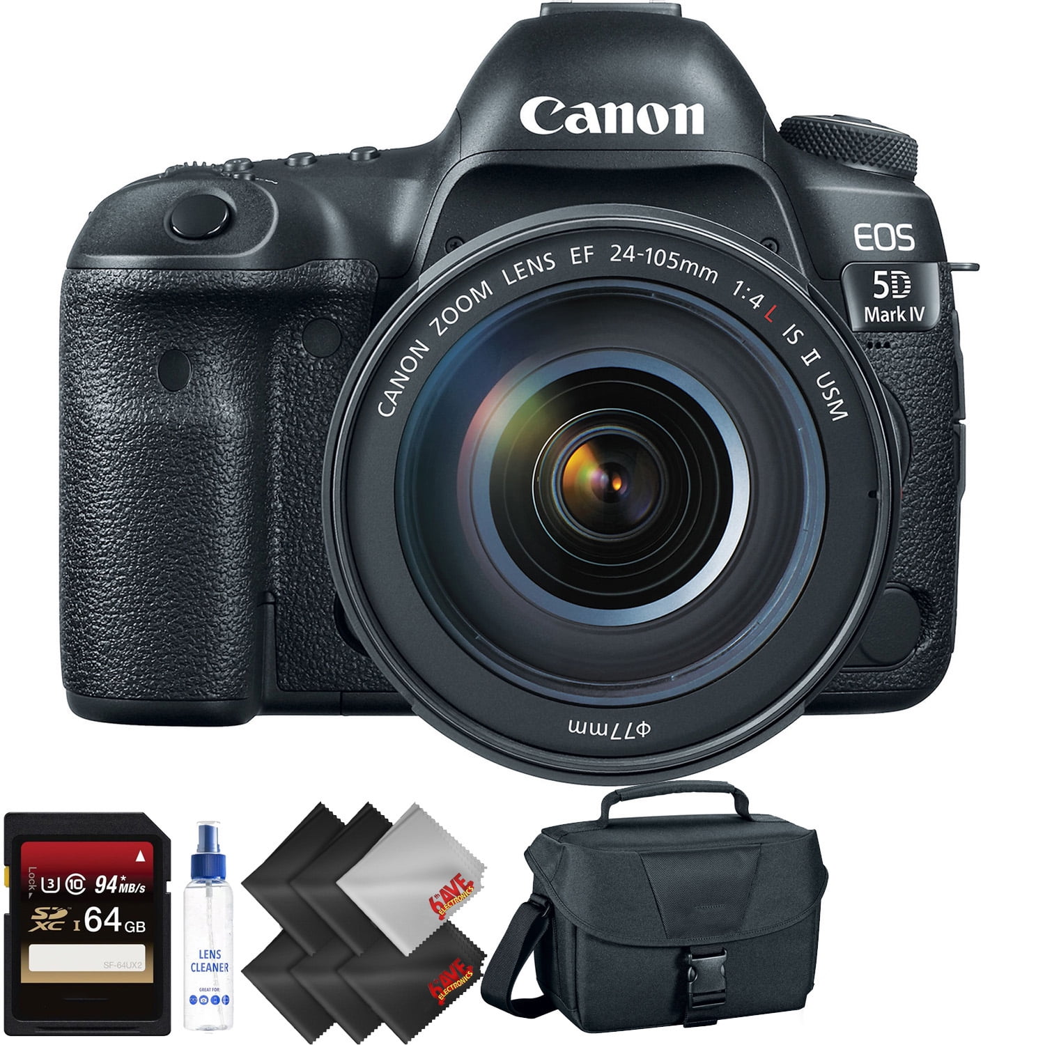Canon EOS 5D Mark IV DSLR Camera +24-105mm f/4L II Lens + 64GB