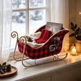 thumbnail image 4 of Christmas Sleigh Shaped Candy Flower Storage Blasket, Vintage Classic Plaid Style Flower Basket Sturdy Reinforced Gift Storage Candy Basket for Christmas Party Family Home Decor Tabletop Display, 4 of 6