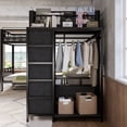 thumbnail image 6 of Harper & Bright Designs Twin Size Quad Bunk Bed with Storage Drawers, Metal Bunk Bed Frame with Wardrobe and Open Shelves, Industrial Bunk Bed with Ladder and Guardrail for 4, Black, 6 of 14