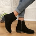 thumbnail image 6 of Mostsola Ankle Boots for Women Low Stacked Heel Booties with Side Zipper Suede Wide Calf Boot, 6 of 9