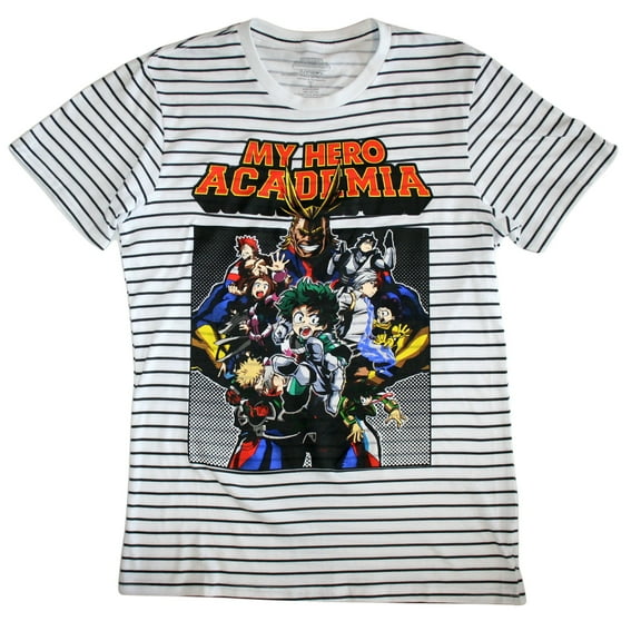 Anime My Hero Academia Men's T-Shirt Striped Short Sleeve Tee