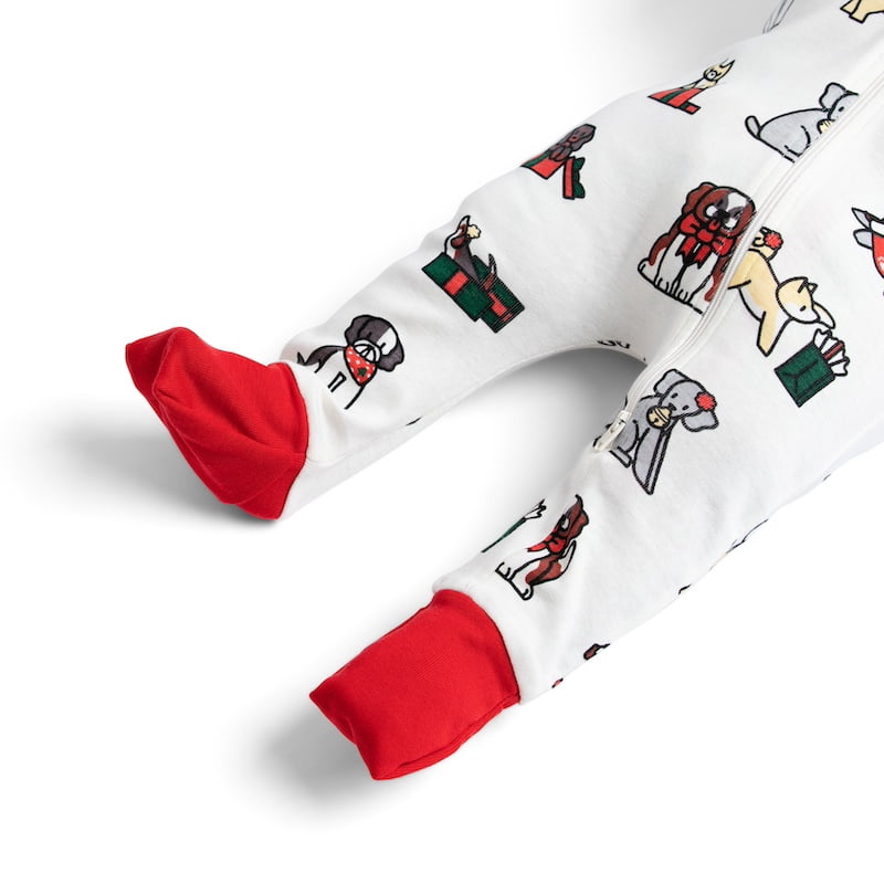 M+A by Monica + Andy Gender Neutral Baby Christmas Organic Cotton One Piece Pajamas and Bib Set, 2-Piece, Sizes 0M-24M
