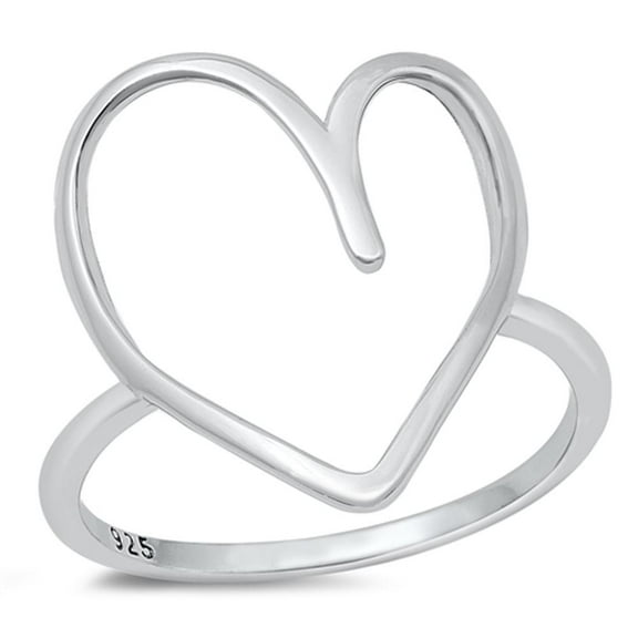 Abstract Heart Ring .925 Sterling Silver Cutout Band Jewelry Female Male Unisex Size 7