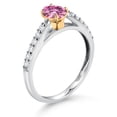 thumbnail image 3 of Gem Stone King 10K White and Yellow Gold Pink Moissanite and White Lab Grown Diamond Engagement Ring for Women (0.64 Cttw, Oval 6X4MM, Gemstone Birthstone, Available in Size 5, 6, 7, 8, 9), 3 of 4