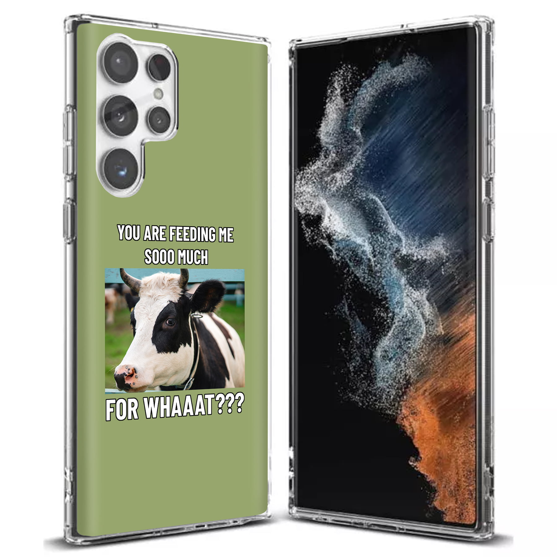 TalkingCase Slim Phone Case Compatible for Samsung Galaxy S22 Ultra 5G,  Funny Meme Cow Print, Thin Light, Flexible, Soft, USA 