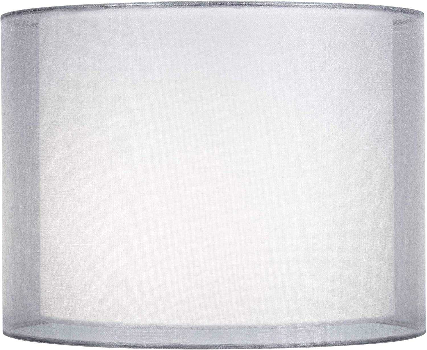 Silver and White Double Sheer Small Drum Lamp Shade 12" Top x 12" Bottom x 9" High (Spider