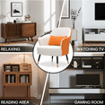 thumbnail image 5 of MoNiBloom Accent Chair with Pillow, Leathaire Upholstered Arm Chair Reading Chair, Modern Single Sofa Chair for Bedroom, Living Room, Orange, 5 of 11