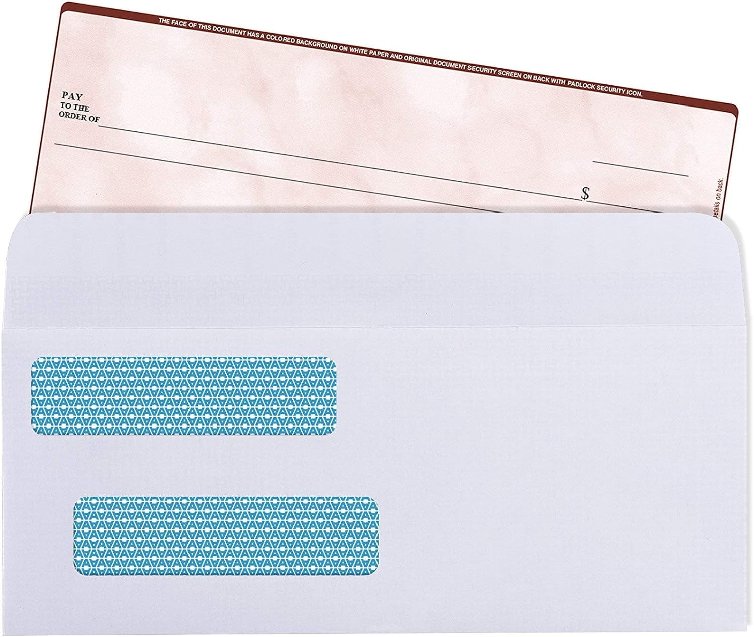 Aimoh Self-Seal #8 Security Envelopes for Business Checks, Double Window, White, 3 5/8” x 8 11/16”, 500 Count
