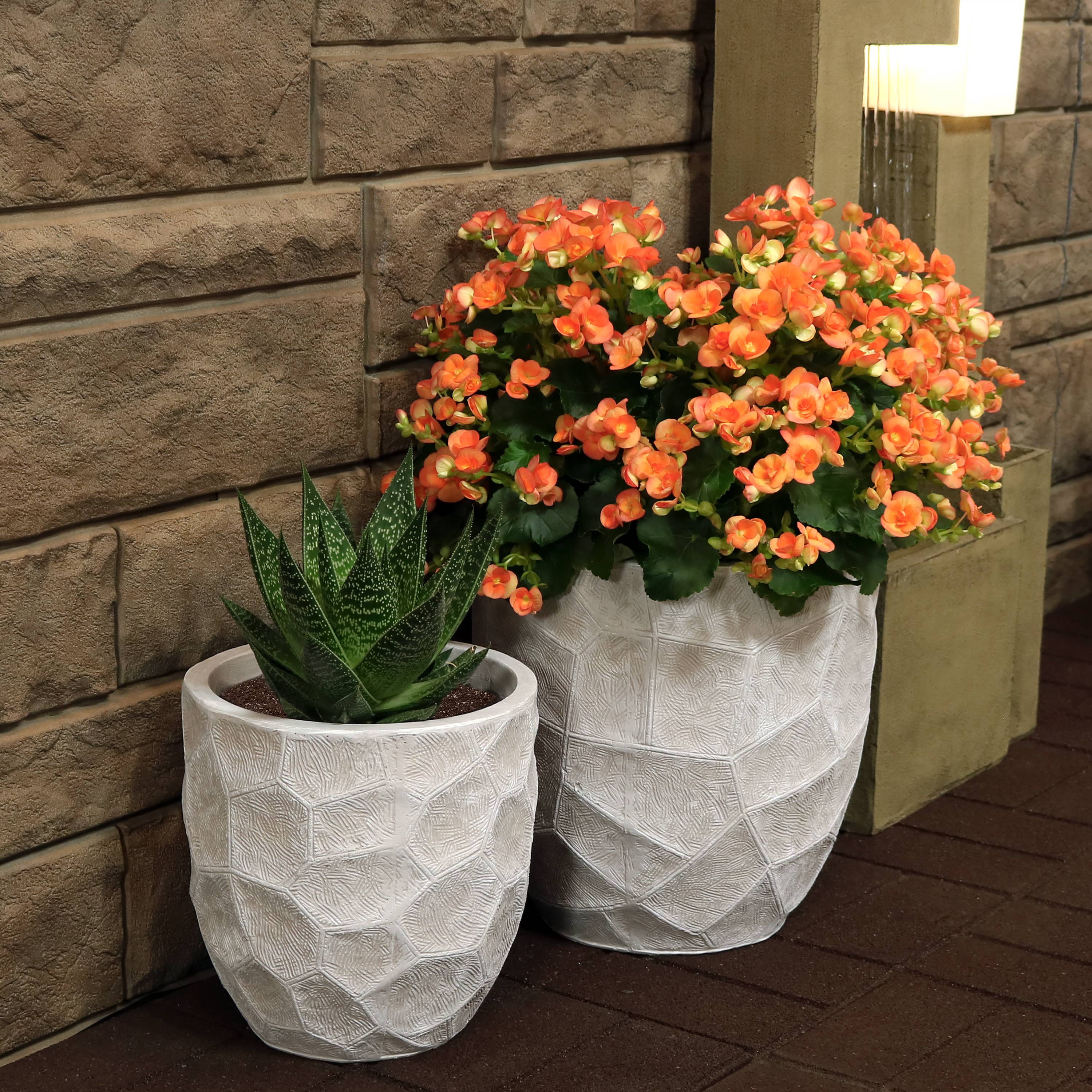 Sunnydaze Homestead Fiber Clay Planter Flower  Pot  Durable 