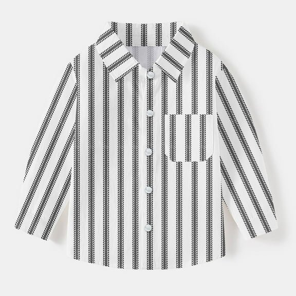 Bnwani Long Sleeve Toddler Shirts Girls Black Uniform Casual Fashion Cute Striped Pocket Tops 3-4t