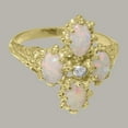 thumbnail image 5 of LBG British Made 9k Yellow Gold Cubic Zirconia & Opal Womens Statement Ring - 33 size options - Size 9, 5 of 6