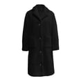 thumbnail image 5 of Women's Notched Lapel Teddy Fleece Long Coat Ghalytn Single Breasted Button Front Patch Pockets Loose Fit Winter Outerwear, 5 of 8