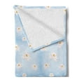 thumbnail image 2 of Flower Soft Flannel Fleece Throw Blanket, Continuous Peaceful Pattern with Cartoon Water Lily, Cozy Plush for Indoor and Outdoor Use, 70" x 90", Pale Azure Blue Pearl, by Ambesonne, 2 of 5