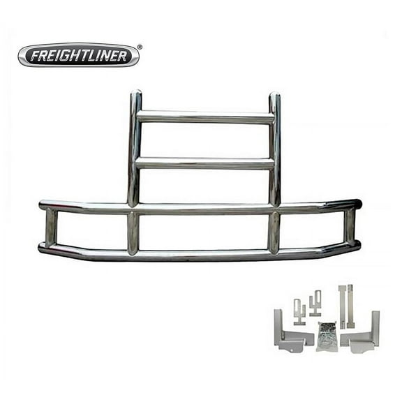 Medium Model Deer Grille Guard Compatible for Freightliner Cascadia (2008-2017) with Brackets - 84-2/5"x10"x42-3/5" Heavy Duty Polished Stainless Steel Grille Guard for Trucks