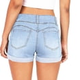 thumbnail image 5 of Women’s Low Waist Skinny Fit Jean Shorts with Fashionable Leg Cuff and Pockets Stretch Cotton Blend Trouser, 5 of 8