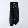 thumbnail image 2 of Womens Pajama Pants Fashion Solid Color Drawstring Plaid Strappy Hem Sleep Pants, 2 of 6