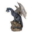 thumbnail image 4 of Large Medieval Sentry Abraxas Black Dragon Standing On Stump Rock Statue 9.25"H, 4 of 9
