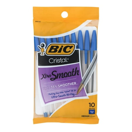 bic cristal xtra smooth ball pen medium point 1 0mm blue 10
