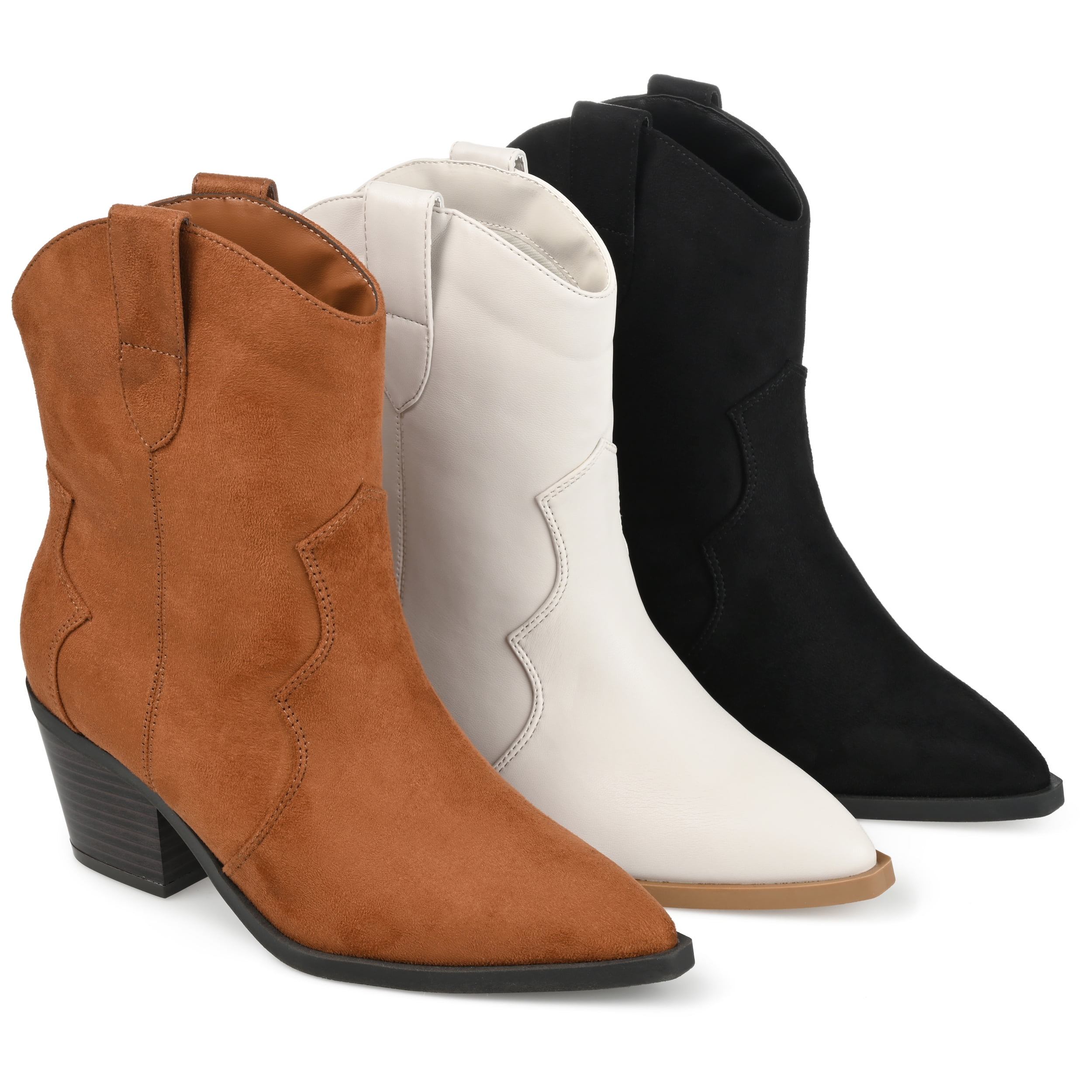Journee Collection Womens Becker Pointed Toe Stacked Western Booties